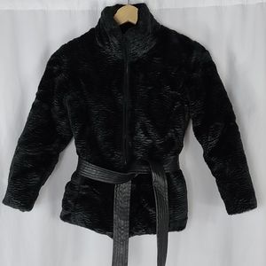 Plush Textured Belted Zip Coat